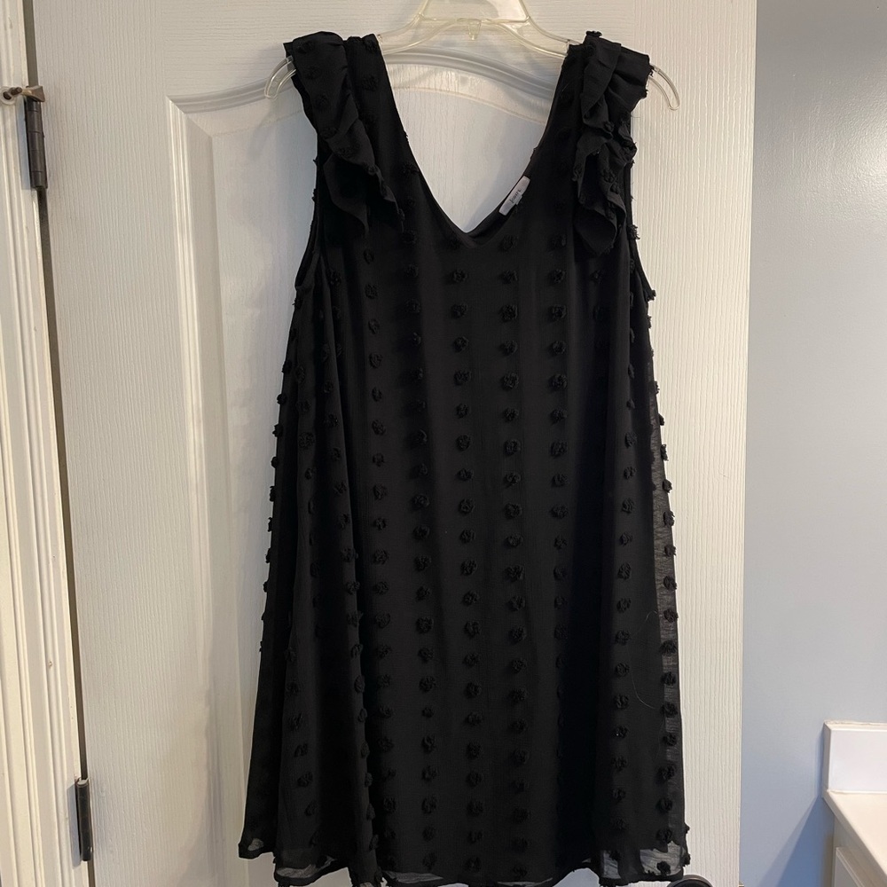 Black Sleeveless Dress with Ruffle Details